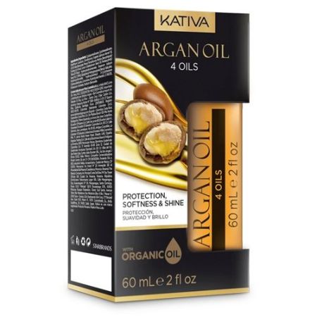Kativa Aceite Protection Softness & Shine Argan Oil 4 Oils Aceite ayuda a devolver la elasticidad y firmeza para cabellos secos y sin brillo 60 ml