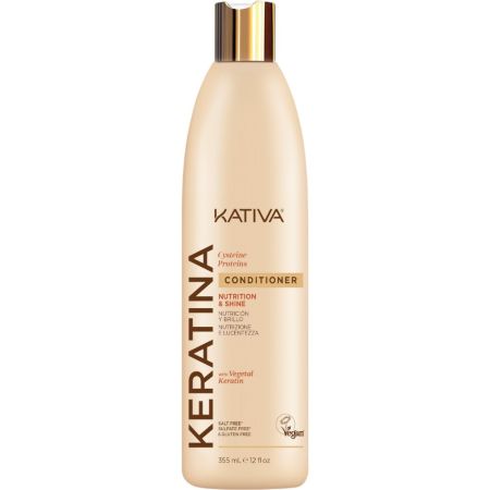 Kativa Nutrition Softness & Shine Conditioner Acondicionador sin sulfatos suaviza y repara para cabellos secos maltratados y con procesos químicos 355 ml