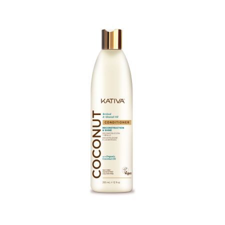 Kativa Reconstruction & Shine Conditioner Acondicionador reconstructor estimula el crecimiento aportando humectación y brillo para cabello opaco y deshidratado 355 ml