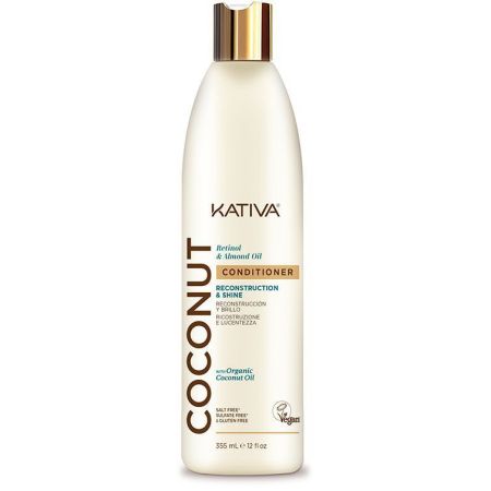 Kativa Reconstruction & Shine Conditioner Acondicionador reconstructor estimula el crecimiento aportando humectación y brillo para cabello opaco y deshidratado 355 ml