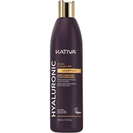Kativa Deep Hydration & Anti-Breakage Shampoo Champú vegano para una hidratación profunda fortalece e hidrata profundamente 355 ml