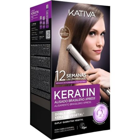 Kativa Keratin Alisado Brasileño Xpress Tratamiento de alisado ofrece hidratación fortaleza brillo y suavidado resultado profesional