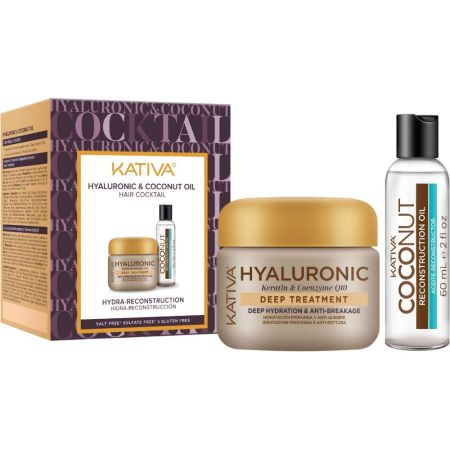 Kativa Hyaluronic & Coconut Oil Hair Cocktail Tratamiento capilar reconstructor hidratante con ácido hialurónico y aceite de coco para revitalizar
