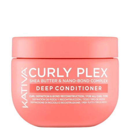Kativa Curly Plex Deep Conditioner Mascarilla ofrece gran hidratación y control de frizz para cabello con rizos definidos 450 ml