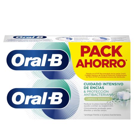 Oral-B Dentífrico Cuidado Intensivo De Encías Limpieza Pack Ahorro Pasta de dientes reduce y protege la placa bacteriana 2x75 ml