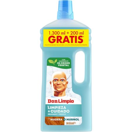 Don Limpio Fregasuelos Limpieza+Cuidado Formato Especial Fregasuelos limpia sin rayar dejando las superficies delicadas brillantes y con un frescor increíble 1500 ml