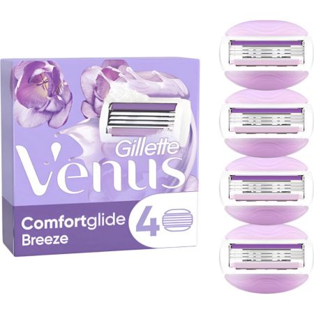 Gillette Venus Comfortglide Breeze Recambio Maquinilla de afeitar depilación suave apurada y duradera 4 uds
