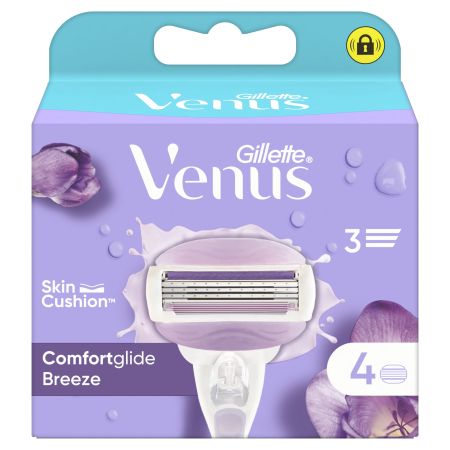 Gillette Venus Comfortglide Breeze Recambio Maquinilla de afeitar depilación suave apurada y duradera 4 uds