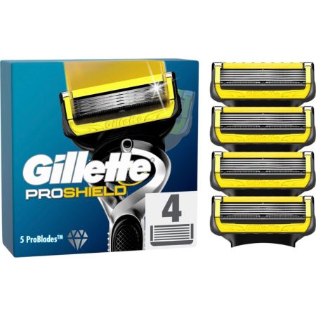 Gillette Proshield Recambio Maquinilla de afeitar con banda lubricante y refrescante ofrece hidratación óptima 4 uds