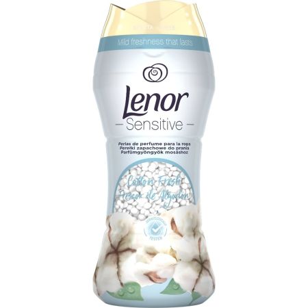 Lenor Sensitive Frescor De Algodón Perlas De Perfume Potenciador de fragancia para la ropa limpieza tradicional aromática y profunda 210 gr