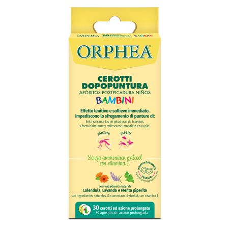 Orphea Bambini Apósitosl Post Picadura Niños Apósitos postpicaduras alivia picor e irritación con extractos naturales de origen vegetal 30 uds