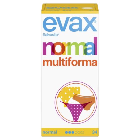 Evax Normal Multiforma Salvaslip Protegeslip se adapta a todos los tipos de ropa interior femenina 30 uds