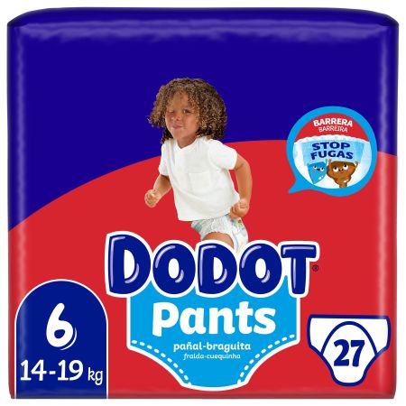 Dodot Pants Pañal-Braguita +15 Kg Talla 6 Pants antifugas ultra absorbente hasta 12 horas de protección 27 uds