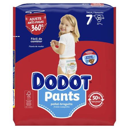 Dodot Pants Pañal-Braguita +17 Kg Talla 7 Pants antifugas ultra absorbente hasta 12 horas de protección 23 uds