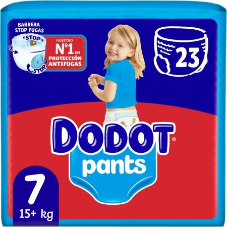 Dodot Pants Pañal-Braguita +15 Kg Talla 7 Pants antifugas ultraabsorbente con cintura elástica y ajuste 350º  hasta 12 horas de protección 23 uds
