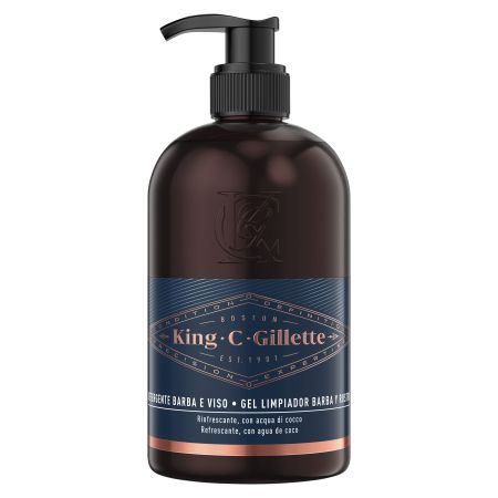 Gillette King C Gillette Gel Limpiador Barba Y Rostro Gel limpiador para barba y rostro refrescante con agua de coco 350 ml