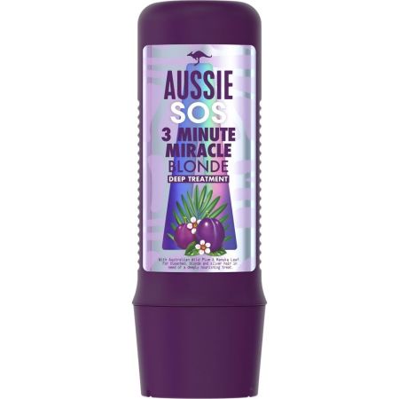 Aussie Sos 3 Minute Miracle Blond Deep Treatment Mascarilla de tratamiento intensivo para cabello rubio 225 ml