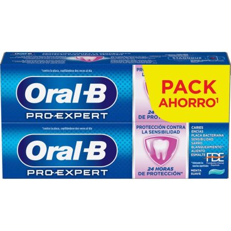 Oral-B Dentífrico Pro Expert Pack Ahorro Pasta de dientes protege la sensibilidad ofreciendo protección 24 horas con sabor a menta 2x75 ml