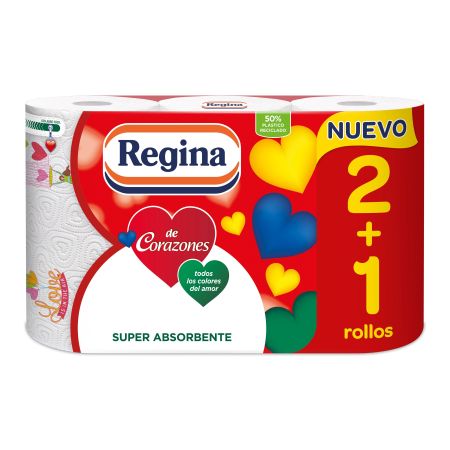 Regina Papel De Cocina De Corazones Formato Especial Rollo de cocina de 2 capas super absorbente 3 uds