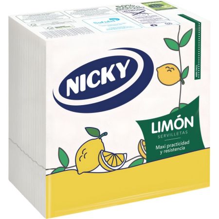 Nicky Servilletas Maxi Limón Servilletas de doble capa ofrecen practicidad y resistencia 33x33 cm 65 uds