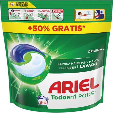 Ariel Detergente Original Todo En 1 Pods Formato Especial Detergente en cápsulas para limpieza profunda quitamanchas ilumina refresca y protege