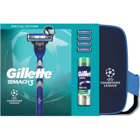 Gillette Champions League Mach 3 Neceser Set para afeitado apurado de larga duración