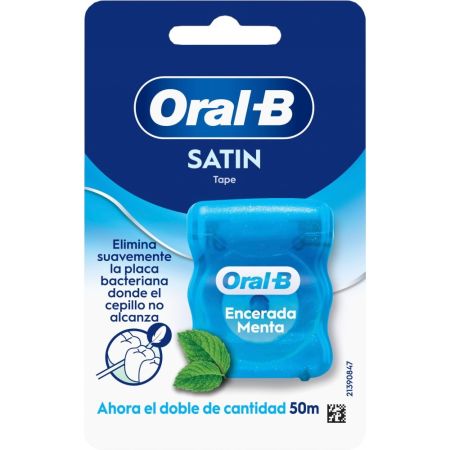 Oral-B Satin Seda Dental Seda dental de textura similar al satén se desliza suavemente eliminando la placa bacteriana con refrescante sabor a menta 50 m
