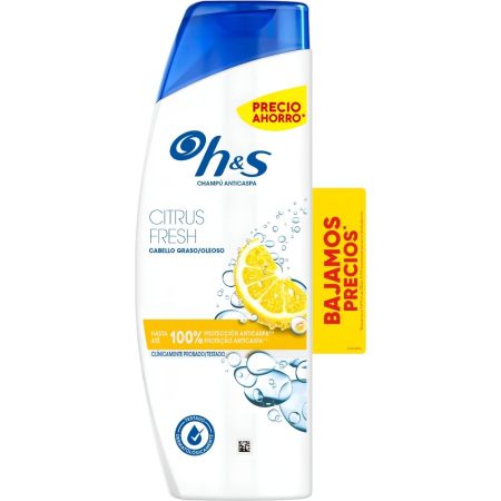 H&S Citrus Fresh Champú Anticaspa Formato Ahorro Champú anticaspa elimina el picor y la sequedad acabado bonito y saludable para cabello graso 330 ml