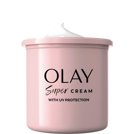 Olay Super Cream Spf 30 Recarga Crema hidratante luminosidad y protección instantánea ofrece el poder de cinco beneficios para la piel 50 ml