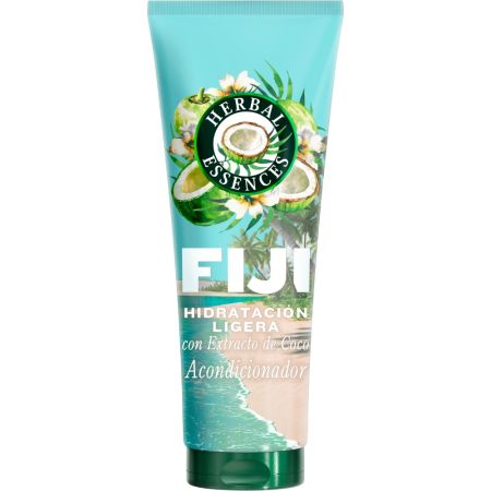 Herbal Essences Fiji Hidratación Ligera Acondicionador Acondicionador vegano de hidratación intensa limpia suavemente dejando el cabello suave y liso con extracto de coco 250 ml