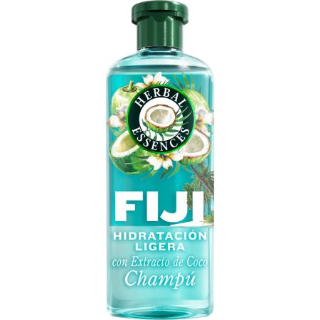 Herbal Essences Fiji Hidratación Ligera Champú Champú vegano de hidratación intensa limpia suavemente dejando el cabello suave y liso con extracto de coco 350 ml