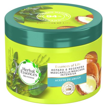 Herbal Essences Essences Of Life Aceite De Argán Mascarilla Mascarilla vegana intensiva repara y regenera para cabello dañado 450 ml