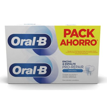 Oral-B Detifríco Encías & Esmalte Pro-Repair Original Pack Ahorro Pasta de dientes protege las encías y repara los dientes sensibles 2x75 ml