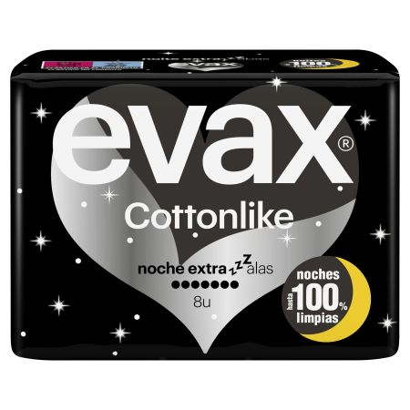 Evax Cottonlike Noche Extra Alas Compresas Compresas de noche extra con alas 8 uds