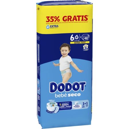 Dodot Bebe Extra Seco Pañal talla 6 +13 kgs 48 ud