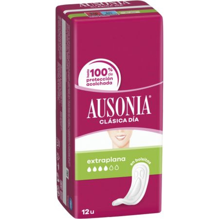 Ausonia Compresas Clásica Extraplana Compresa antifugas sin alas de rápida absorción se adaptan a tu cuerpo para hacerte sentir más cómoda 12 uds