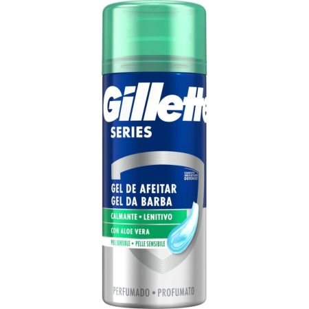 Gillette Gel De Afeitar Series Gel de afeitar calmante con aloe vera reduce cortes enrojecimiento irritación escozor y tirantez 75 ml