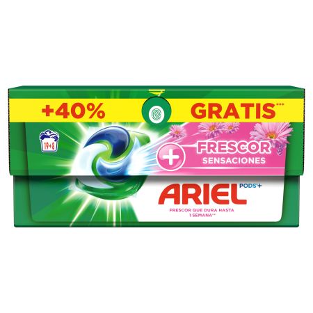 Ariel Detergente Pods+ Frescor Sensaciones Formato Especial Detergente en cápsulas frescor floral duradero en la ropa 27 uds
