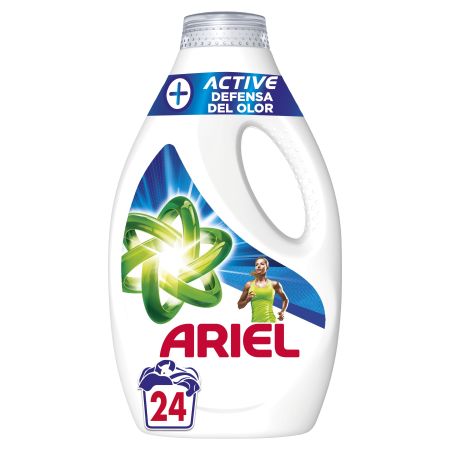 Ariel Detergente +Active Defensa Del Olor Detergente líquido contra el mal olor 24 lavados 1200 ml