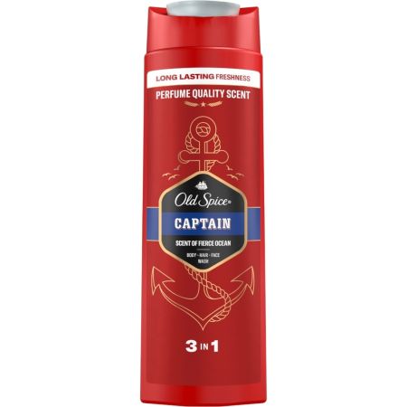 Old Spice Captain Gel De Baño-Champú 3 En 1 Gel de ducha y champú limpia la piel y deshace el mal olor con refrescante fragancia