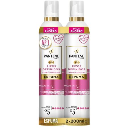 Pantene Pro-V Rizos Definidos Espuma Nº05  Duplo Pack Ahorro Espuma capilar nutritiva con protección del calor para uno rizos definidos 2x200 ml