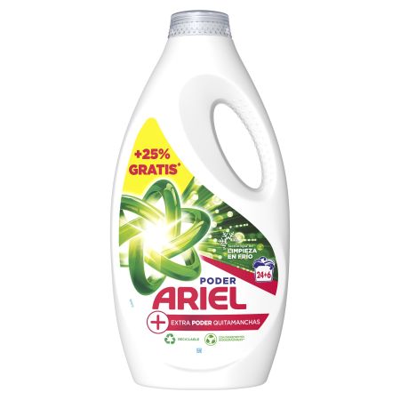 Ariel Detergente Extra Poder Quitamanchas Formato Especial Detergente líquido elimina incluso las manchas resecas 30 lavados 1500 ml