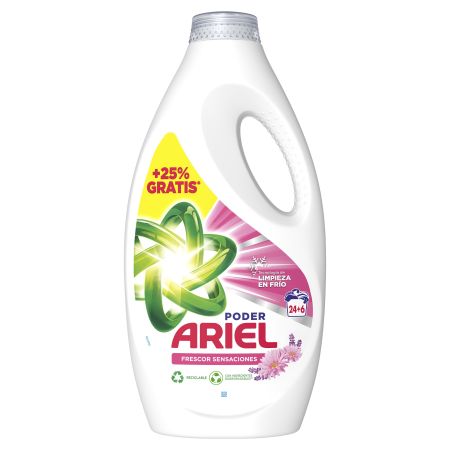 Ariel Detergente Frescor Sensaciones Formato Especial Detergente líquido para un frescor floral duradero en la ropa  30 lavados 1500 ml