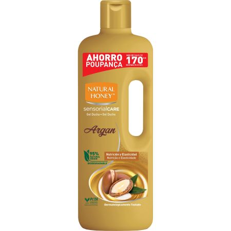 Natural Honey Sensorial Care Argan Gel De Ducha Gel de ducha biodegradable ofrece nutrición y elasticidad