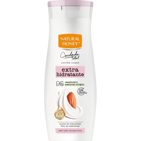 Natural Honey Extra Hidratante Cuidado Total Loción Loción corporal hidratante y de rápida absorción 48 horas con aceite de almendras 400 ml