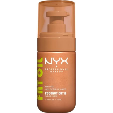 Nyx Professional Makeup Fat Oil Coconut Cutie Body Oil Aceite corporal brillante hidrata hasta 24 horas ofreciendo un acabado radiante y jugoso con aroma a coco 70 ml