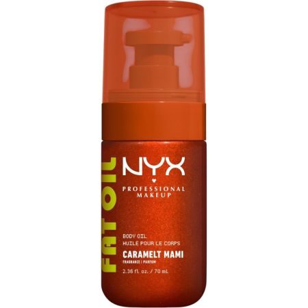 Nyx Professional Makeup Fat Oil Caramelt Body Oil Aceite corporal brillante hidrata hasta 24 horas ofreciendo un acabado radiante y jugoso con aroma a caramelo 70 ml