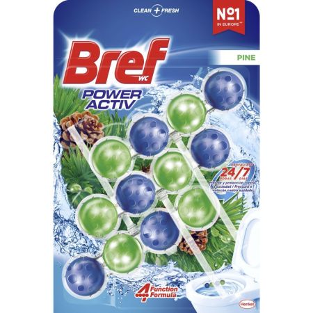 Bref Colgador Wc Power Activ Pine Colgador wc neutralizador de olores ofrece limpieza frescor y aroma duradero a pino protegiendo contra la cal 50 gr