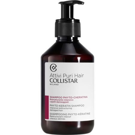Collistar Attivi Puri Hair Filler Champú Con Fitoqueratina Champú reestructurante intensivo con acción calmante y nutritiva para cabello dañado y quebradizo 250 ml