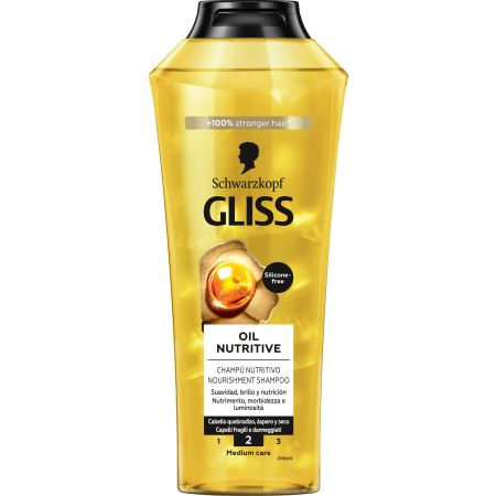 Gliss Oil Nutritive Champú Champú nutritivo aporta suavidad y brillo  para cabello quebradizo áspero y seco 400 ml